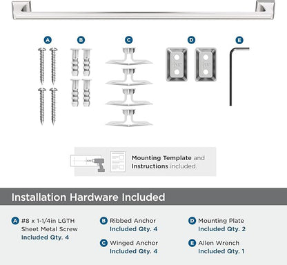 Amerock Mulholland Polished Nickel 24 inch (610mm) Towel Bar, BH36024PN