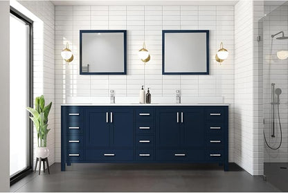 Jacques 84 in. W x 22 in. D Navy Blue Double Bath Vanity and White Quartz Top
