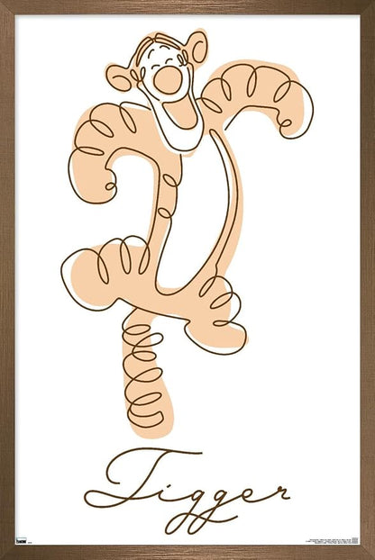Trends International Disney Simple Moments Line Art - Tigger Wall Poster, 34L x 22.4W, Bronze Framed Version