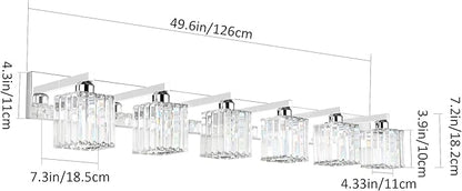 Aipsun Bathroom Vanity Light Fixtures 6 Light Chrome Vanity Light for Bathroom Crystal Vanity Lighting Fixtures (Exclude Bulb)