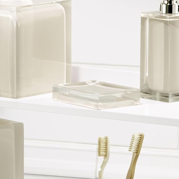 IZOD – Soap Dish, Clear Hand-Painted Resin with Sleek Modern Styling, Perfect for Holding Bar Soap or Sponges on Bathroom & Kitchen Counters (Marina)