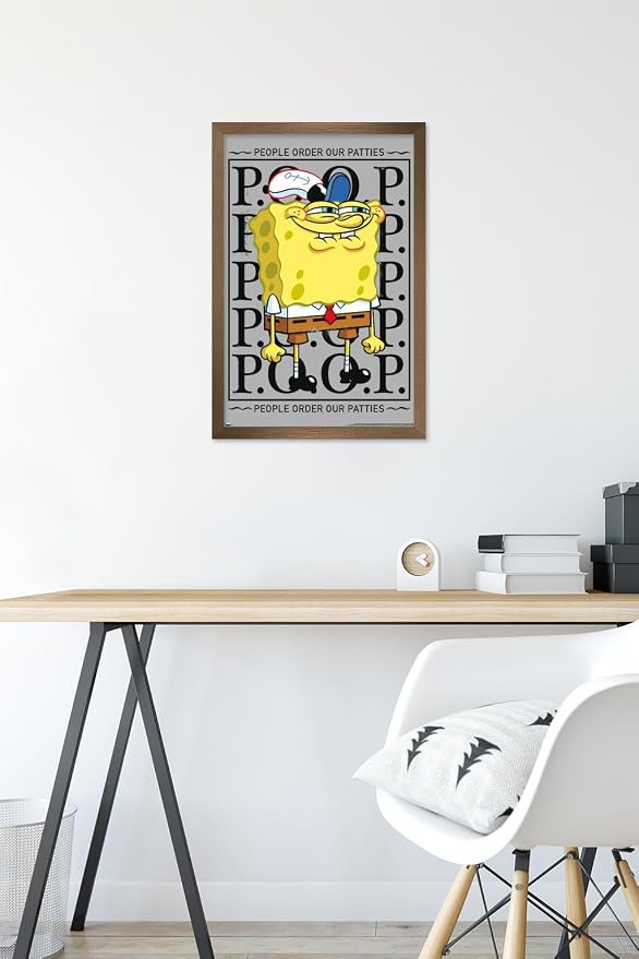 Trends International Nickelodeon Spongebob - P.O.O.P. Wall Poster, 22.4L x 14.7W, Bronze Framed Version