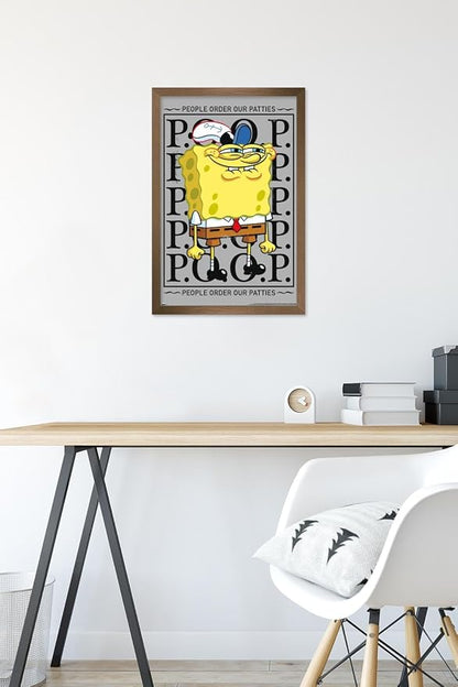 Trends International Nickelodeon Spongebob - P.O.O.P. Wall Poster, 22.4L x 14.7W, Bronze Framed Version