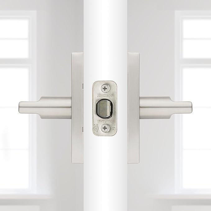 Kwikset Halifax Interior Passage Door Handle, Lever For Closet and Hallway Doors, Reversible Non-Locking Handle Lever, Satin Nickel, with Microban Protection