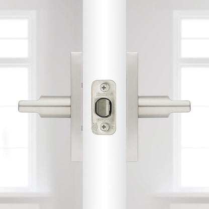 Kwikset Halifax Interior Passage Door Handle, Lever For Closet and Hallway Doors, Reversible Non-Locking Handle Lever, Satin Nickel, with Microban Protection