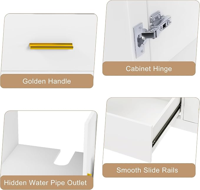 48'' Bathroom Vanity Without Sink,Multi-Functional Bathroom Cabinet with 2 Doors and 9 Drawers, Solid Frame,White(No Sink)