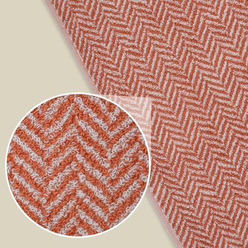 Cleanbear Hand Towels with Herringbone Stripes - Cotton, 4 Pack Coral