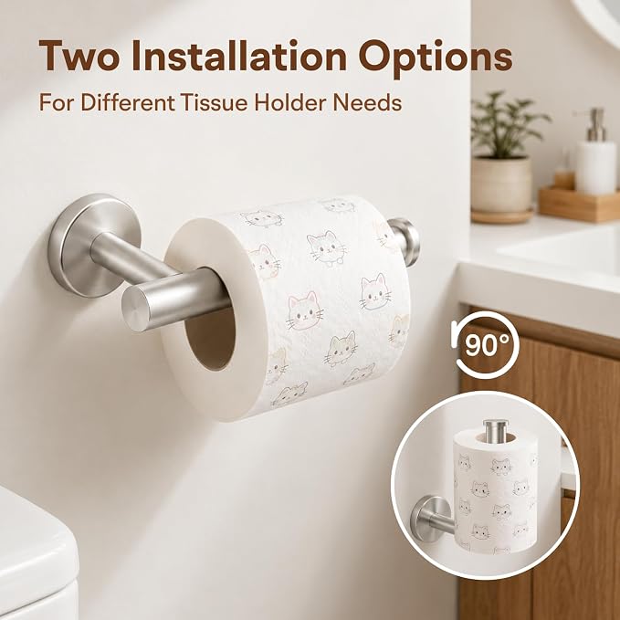 8 Pieces Bathroom Hardware Set, SUS304 Stainless Steel 24 Inch Bath Towel Bar Set, Round Bathroom Accessories Kit Wall Mounted Towel Holder (Brushed Nickel)