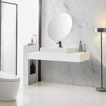 BWE Black Bathroom Faucet Waterfall Single Handle Bathroom Faucet One Hole Bathroom Sink Faucet with Supply Line Lavatory Vanity Mixer Tap Deck Mounted Matte Black