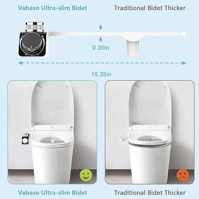 Hot and Cold Bidet Attachment for Toilet, Non-Electric bidet toilet attachment 3 Wash Modes with Adjustable Pressure Self-Cleaning Dual Nozzles for Enhanced Hygiene