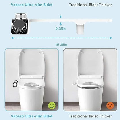 Hot and Cold Bidet Attachment for Toilet, Non-Electric bidet toilet attachment 3 Wash Modes with Adjustable Pressure Self-Cleaning Dual Nozzles for Enhanced Hygiene