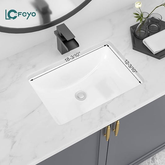 Undermount Bathroom Sink 20''x14'' White Rectangle Bathroom Sink Porcelain Ceramic Sink Vanity Basin Lavatory Sink Vessel Sink