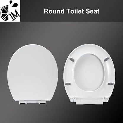 1M Family Toilet Seat, Patented Slow Close & Quick Releasing Technology, Anti-Wiggling, Easy to Install and Clean, Standard Round with Adult Seat Only (1 Piece)