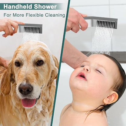 Shower System Shower Faucet Set, STARBATH 12" Wall Mount Rain Shower Head and Handheld Spray for Two Person, Rainfall Shower System with Diverter Valve and Trim Kit Complete,Chrome