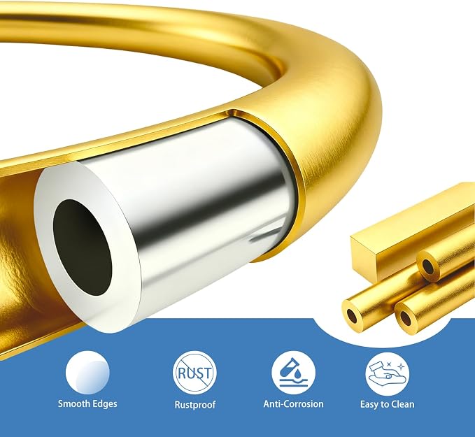 Bathroom Hand Towel Ring Gold Brushed Gold Towel Ring Toilet Paper Holder Wall Mount Brushed Gold Toilet Paper Holder SUS304 Stainless Steel 2pc (2, 2-Black)