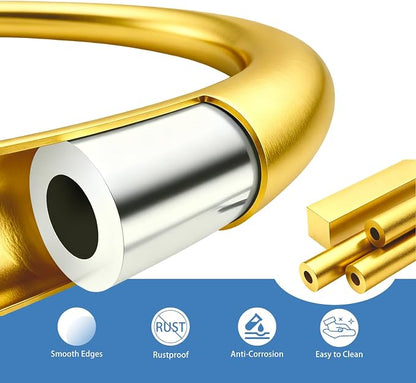 Bathroom Hand Towel Ring Gold Brushed Gold Towel Ring Toilet Paper Holder Wall Mount Brushed Gold Toilet Paper Holder SUS304 Stainless Steel 2pc (2, 2-Black)