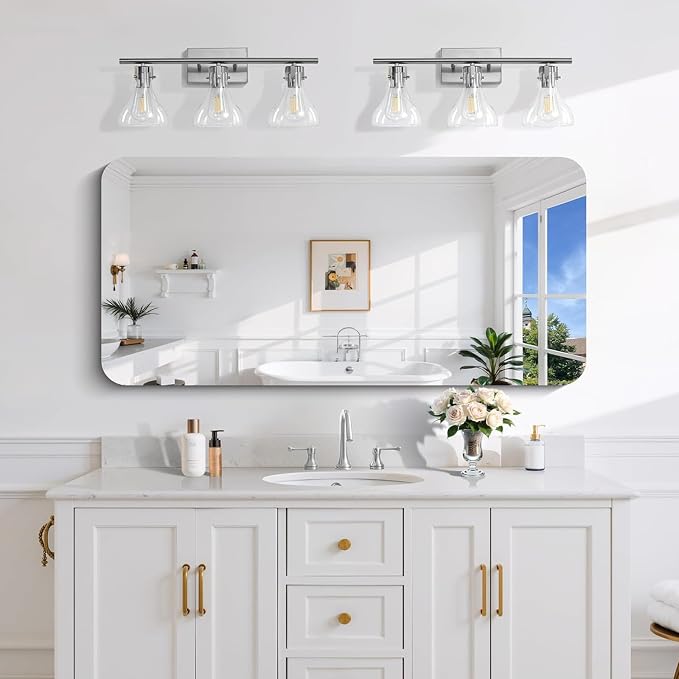 CILIBER Frameless Mirror, 24x48 Inch Rectangle Bathroom Mirror Rounded Corner, 3mm Tempered Glass Frameless Vanity Mirror with Polished Edge for Over Sink, Bedroom, Entryway, Vertical or Horizontal