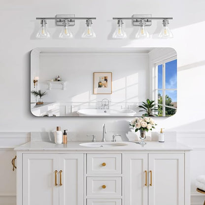 CILIBER Frameless Mirror, 24x48 Inch Rectangle Bathroom Mirror Rounded Corner, 3mm Tempered Glass Frameless Vanity Mirror with Polished Edge for Over Sink, Bedroom, Entryway, Vertical or Horizontal