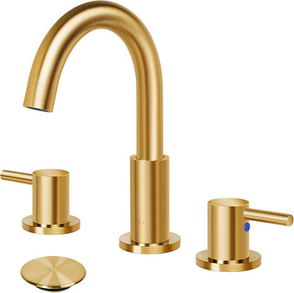 SOKA SK1B001AR Bathroom Sink faucets, 8 INCH Gooseneck - Lever, Gold + G