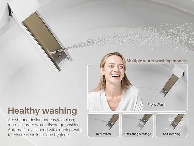 MEJE #T010G - Wall Hung Smart Toilet,Wall Hung Toilet with Bidet Combo, Build In Water Tank, Heated Seat,Warm Water,Dryer,Auto Flush, Foot Sensor Open/Close Lid & Flush (No need additional Water Tank)