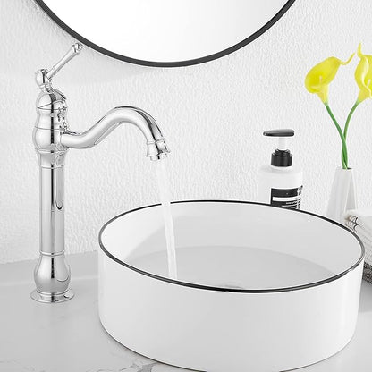 GGStudy 360° Swivel Chrome Single Handle One Hole Bathroom Sink Faucet Matching with Pop Up Drain