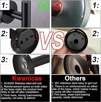 10Pieces Matte Black Bathroom Hardware Accessories Set Hand Towel Ring 16 inch Towel Bar Toilet Paper Holder Towel Hooks 4 Pieces Round SUS 304 Stainless Steel Heavy Duty Wall Mounted Bathroom Holder