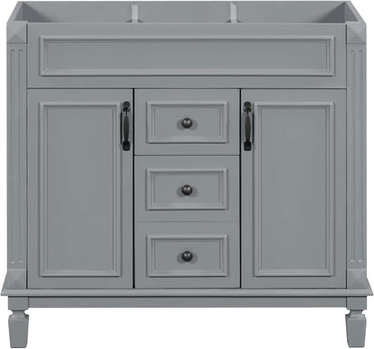 36" Bathroom Vanity Without Top Sink,Modern Freestanding Bath Storage Cabinet with 2 Soft-Close Doors and 2 Drawers,Solid Wood Vanity Only,Water Resistant,Easy to Assemble,Grey