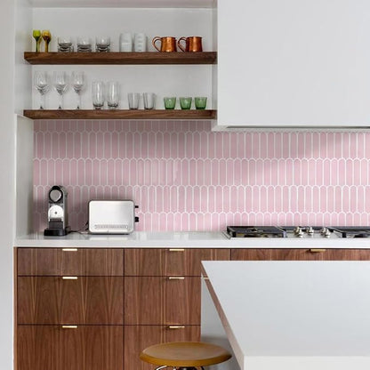 Commomy Thicker Pink Peel and Stick Tile Backsplash - 10 pcs of 12" x 12" - 3D Adhesive Peel and Stick Backsplash for Kitchen, Bathroom, Removable, Waterproof, Vinyl Wall Tile