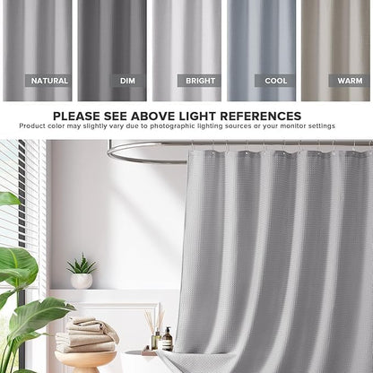 Madison Park Arbor Waffle Long Shower Curtain for Bathroom, 72 x 78, Grey | Adds Privacy, Machine Washable, Farmhouse, OEKO-TEX Certified Bathroom Curtain, 3M Scotchgard Moisture Management