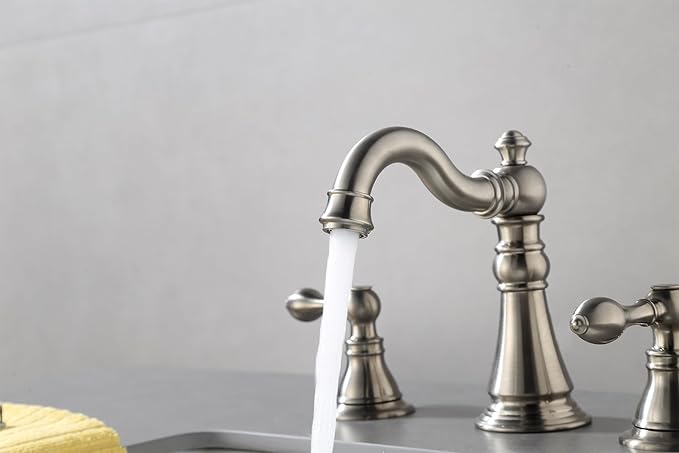 8 Inch Two-Handle Widespread Bathroom Faucet with Pop up Drain, Brushed Nickel Bathroom Sink Faucet 3 Hole,High Arc Swivel Spout Lavatory Faucet,F-8805-BN