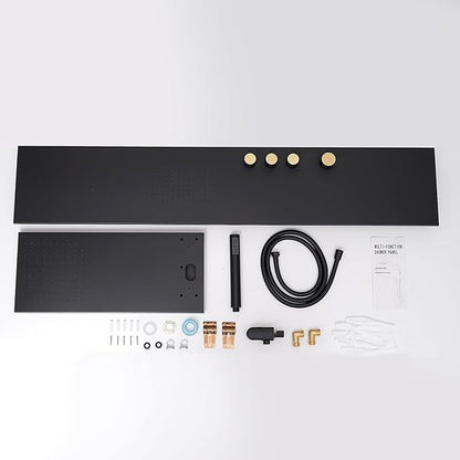 BWE 3 IN 1 Shower Panel Tower System Stainless Steel Shower Panel Rainfall Shower Head with Handheld Shower and Massage Body Jets Wall Mount Shower System,Matte Black