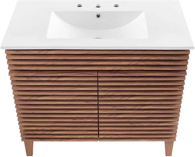 Modway Render 36" Bathroom Vanity in Walnut White