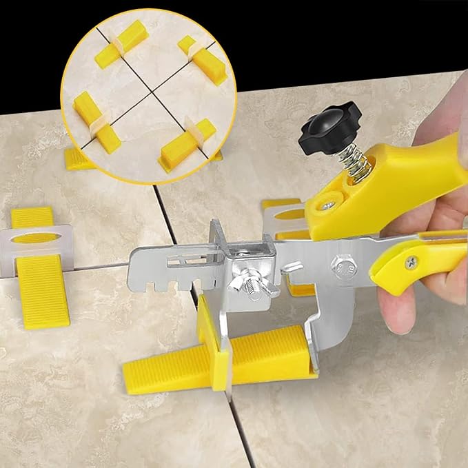 Tile Leveling System with Plier, 1200 Tile Spacers 1/16" and 300 Wedges | Tile Leveling Clips with Tile Plier, Anti Lippage Tile Leveler Spacers for Professional Ceramic Tile and Stone Installation