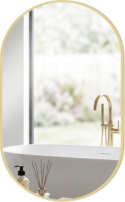 NEWBULIG 24" X 48" Oval Bathroom Mirror, Black Wall Mirrors for Over Sink | Tempered Glass Metal Frame, Entryway, Living Room Bedroom Hang, Horizontal or Vertical