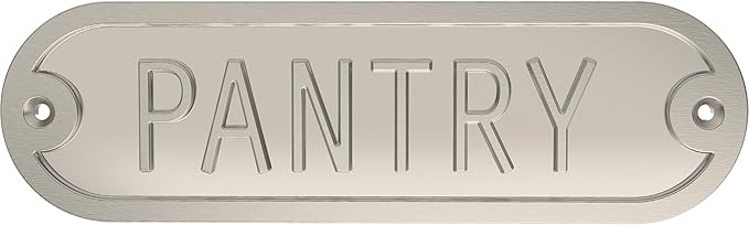 Franklin Brass Derby Pantry Door Sign Metal Interior Door Plaque in Satin Nickel HHIDPP-SN-U