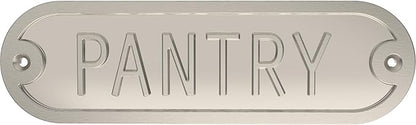 Franklin Brass Derby Pantry Door Sign Metal Interior Door Plaque in Satin Nickel HHIDPP-SN-U
