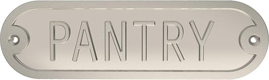 Franklin Brass Derby Pantry Door Sign Metal Interior Door Plaque in Satin Nickel HHIDPP-SN-U