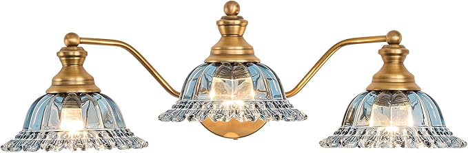 Brass Grey Blue 3 Light Vanity Light