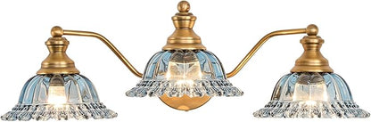 Brass Grey Blue 3 Light Vanity Light