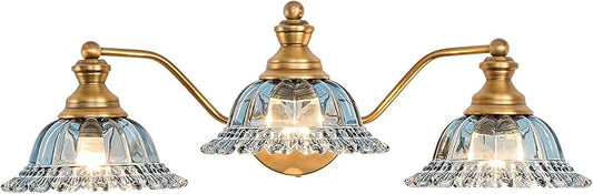 Brass Grey Blue 3 Light Vanity Light