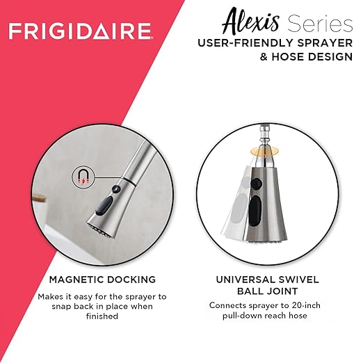 Frigidaire Alexis Single Handle Pull Down Kitchen Faucet, Brushed Nickel