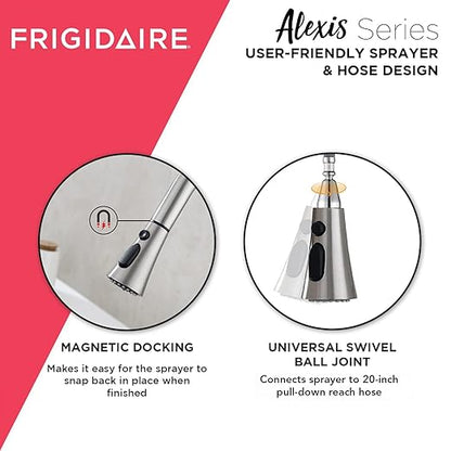 Frigidaire Alexis Single Handle Pull Down Kitchen Faucet, Brushed Nickel