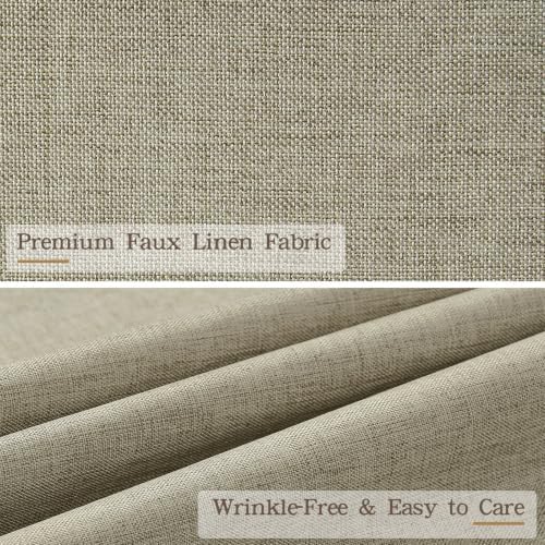Furlinic Scalloped Shower Curtain 72x75 No Hook Taupe Boho Linen Fabric