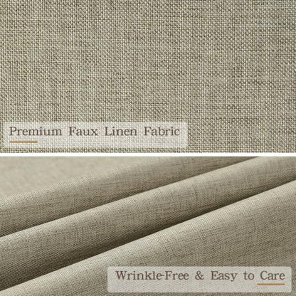 Furlinic Scalloped Shower Curtain 72x75 No Hook Taupe Boho Linen Fabric