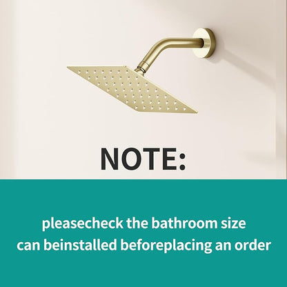 Square Rain Shower Head, High Flow Stainless Steel,Work with any decorative style，All Metal Rainfall Shower Head (Brushed Gold, 8)