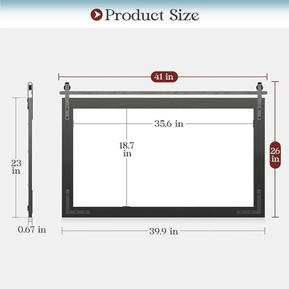 Farmhouse Mirror 41x26 Inch, Black Rustic Bathroom Mirror, Vanity Wood Framed Rectangular Wall Decorative Mirrors for Entryway, Living Room, Bedroom