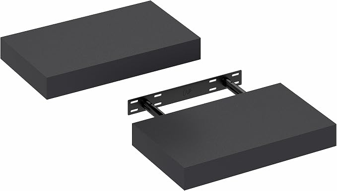 Furinno Tanna Floating Shelves for Wall Set of 2, 9 x 16 Wall Shelf, Wall Mounted Floating Shelf with Invisible Bracket, 2-Inch Thick, for Bathroom, Living Room, Bedroom, Home Office, Americano