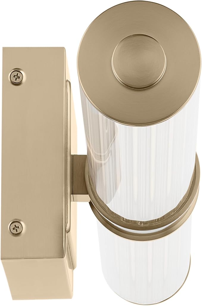 Kichler Laurene LED Bath Bar Light, Champagne Bronze | Linear vanity light with clear fluted glass for bathroom mirrors (31" x 5"), 55197CPZLED