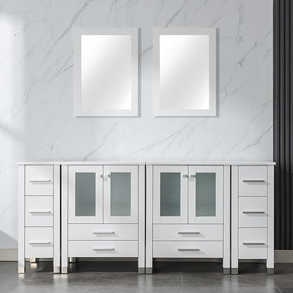 LUCKWIND 72" Double 24-in Bathroom Vanity with Sink Combo, Elegant Series with Two 12.6-in Side Cabinets, Painted Frame Without Sinks, Faucets and Mirrors, White