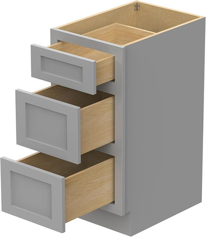 Vanity Art 12 Inch Bathroom Vanity Small Base Cabinet with 3 Soft Closing Shaker Drawers, Strudy Floor Mount Cabinets for Storage Shaving, Washroom Accessories, VA4012-3G